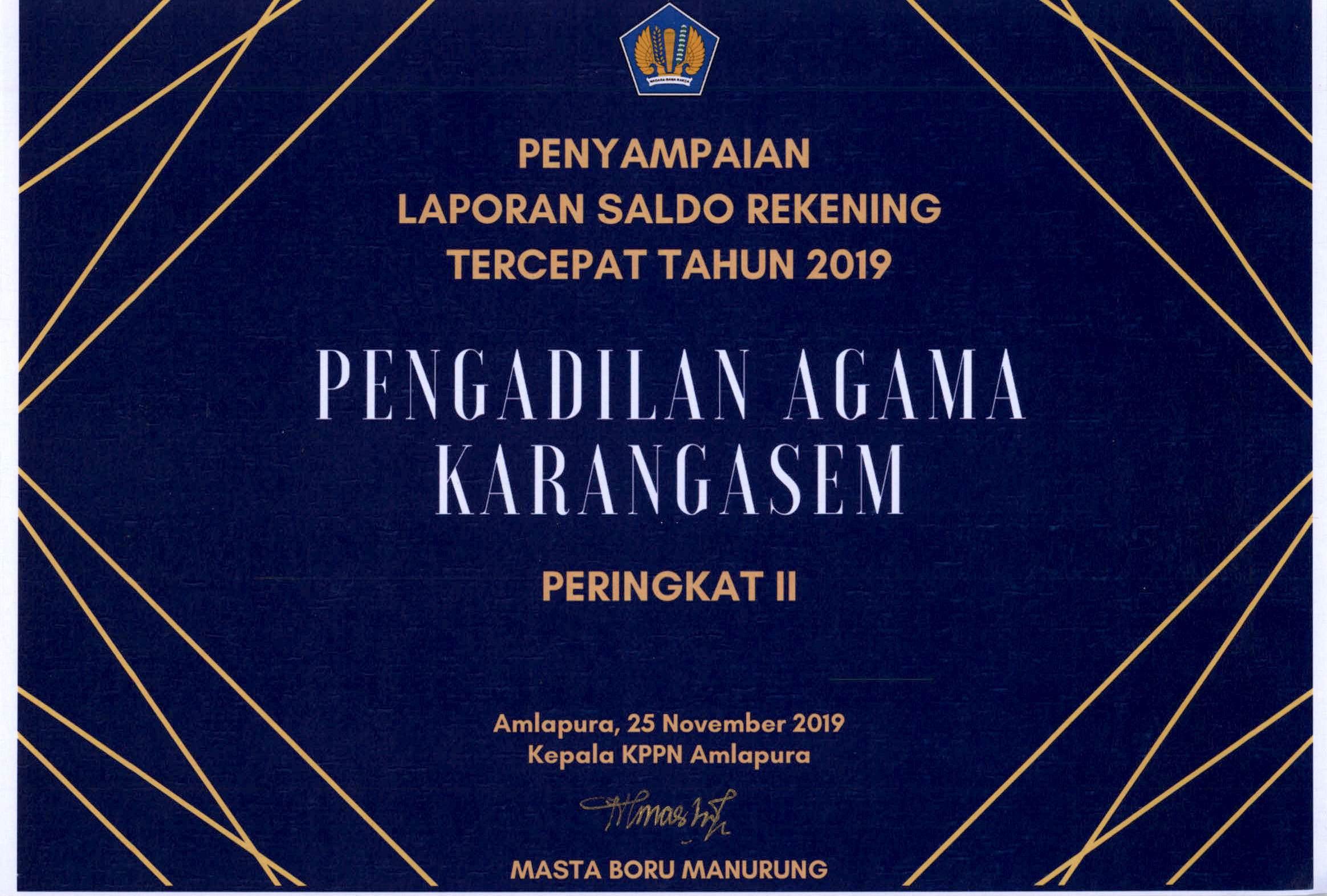 Penghargaan Penyampaian Lap. Saldo Rek.Tercepat 1